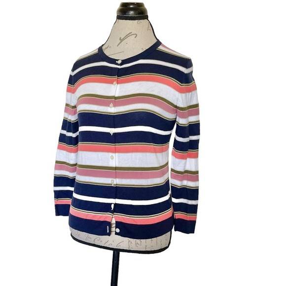 Ann Taylor Womens Cardigan Sweater Size Small Button down Striped Classiccore - Picture 2 of 12